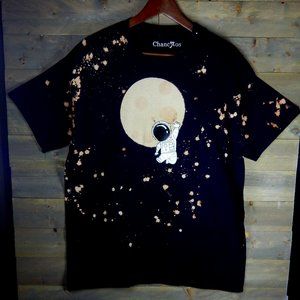 Bleached Tie Dye & Print T-shirt Astronaut